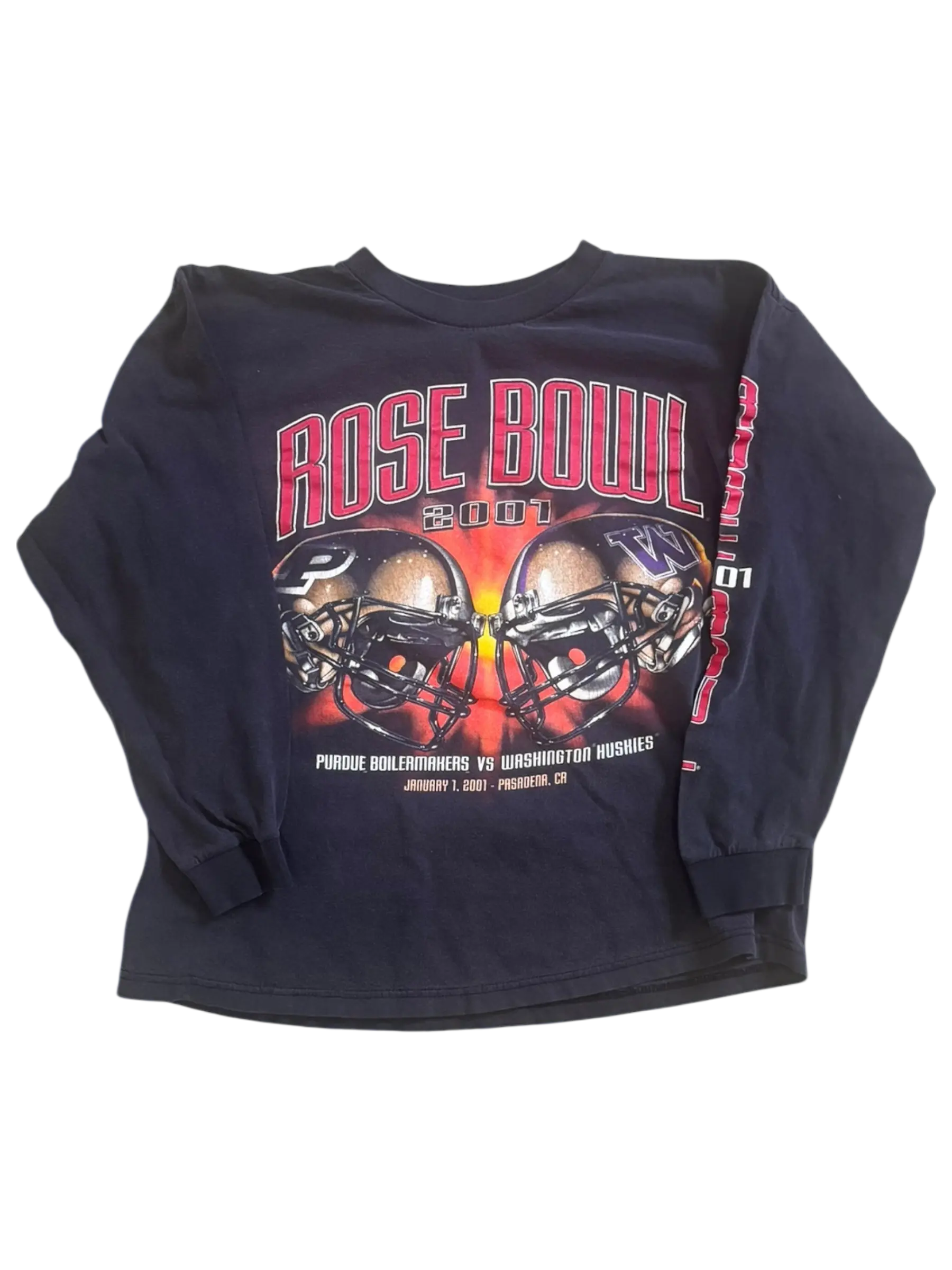 Vintage 2001 Rose Bowl Purdue Boilermakers vs Washington Huskies Long Sleeve Shirt (NCC, Size Small) NCC