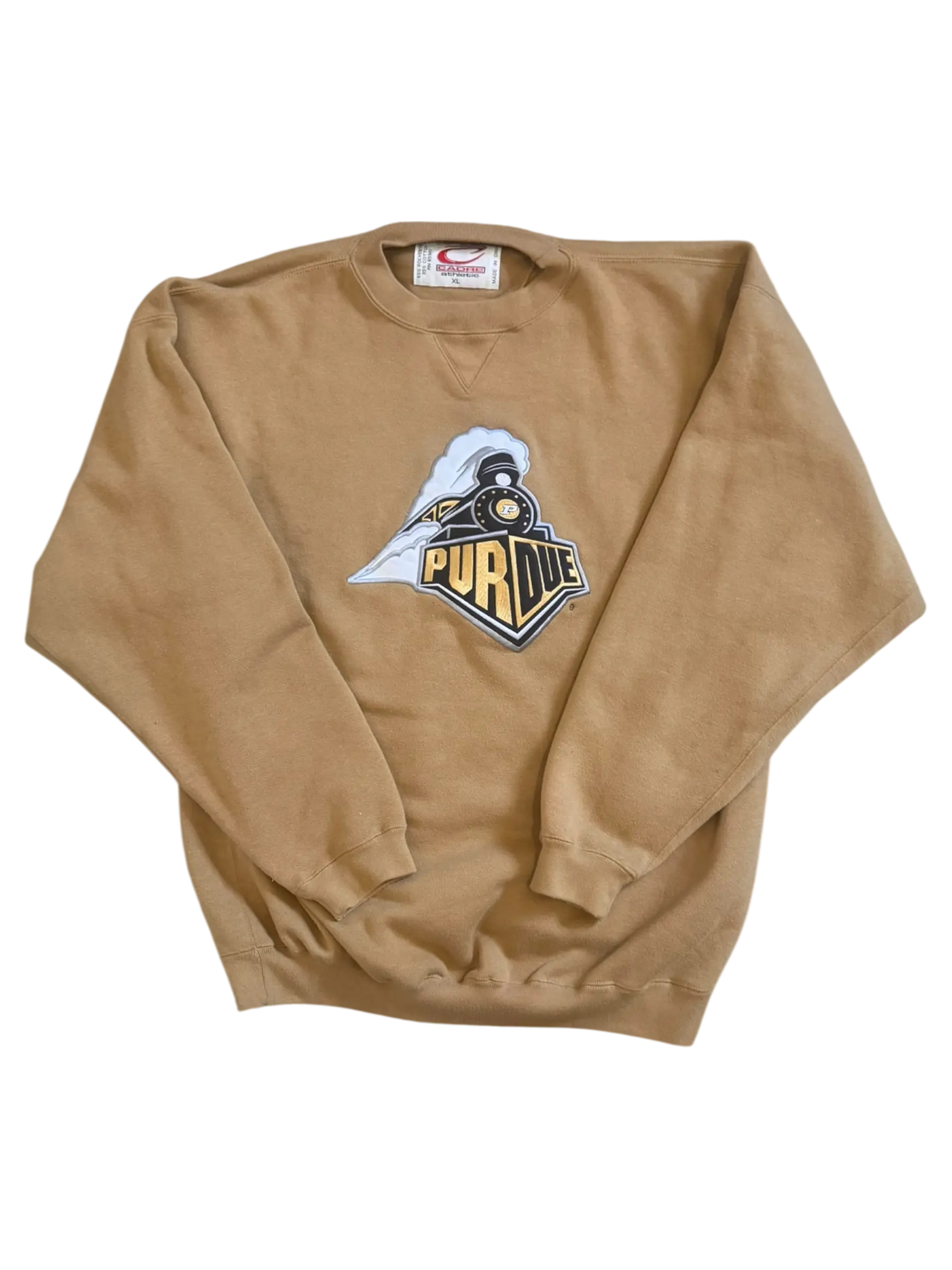 Vintage Purdue Boilermakers Train Logo Sweatshirt – Cadre Athletic XL – Gold Crewneck Cadre