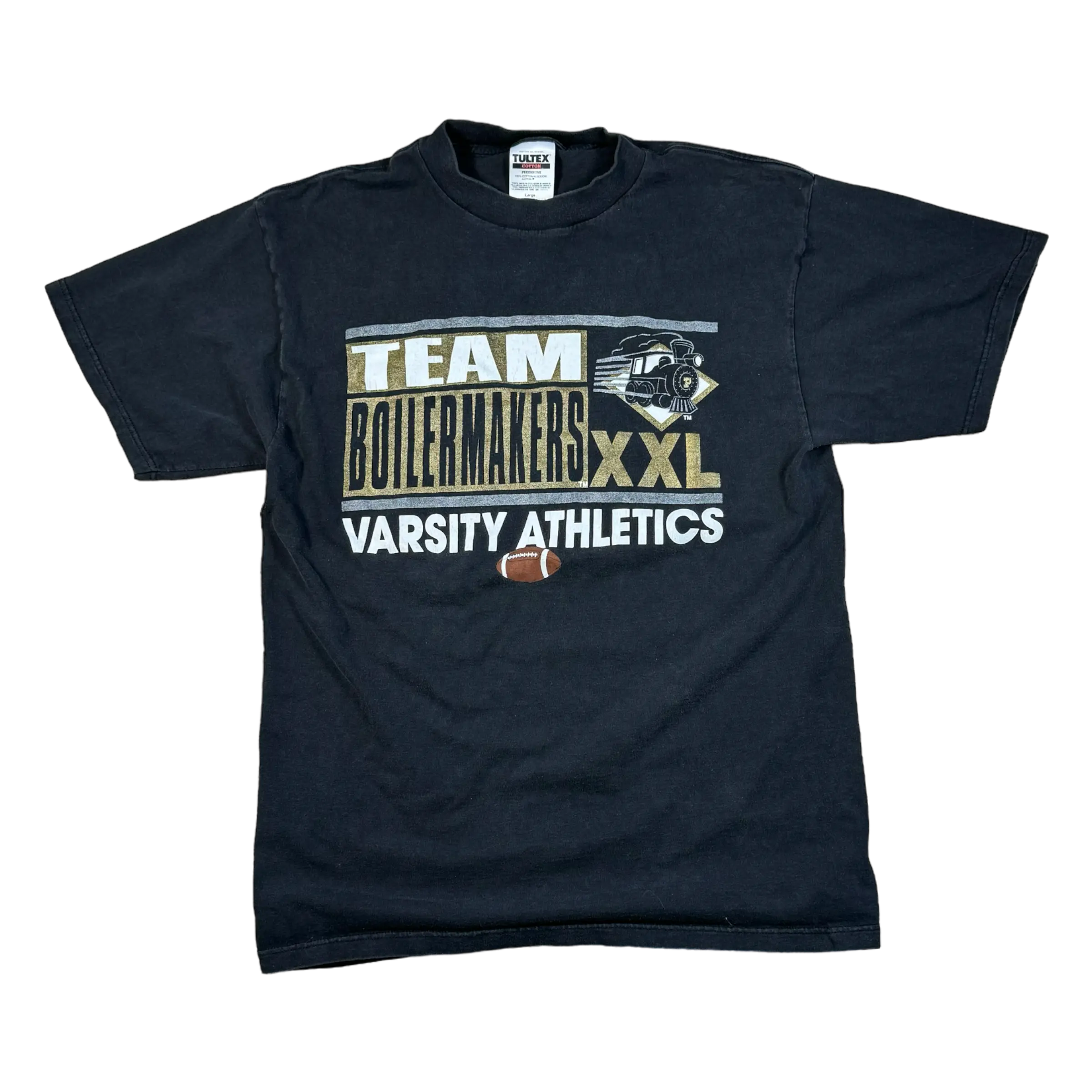 Vintage Purdue Varsity Athletics Tee by Tultex in Black.