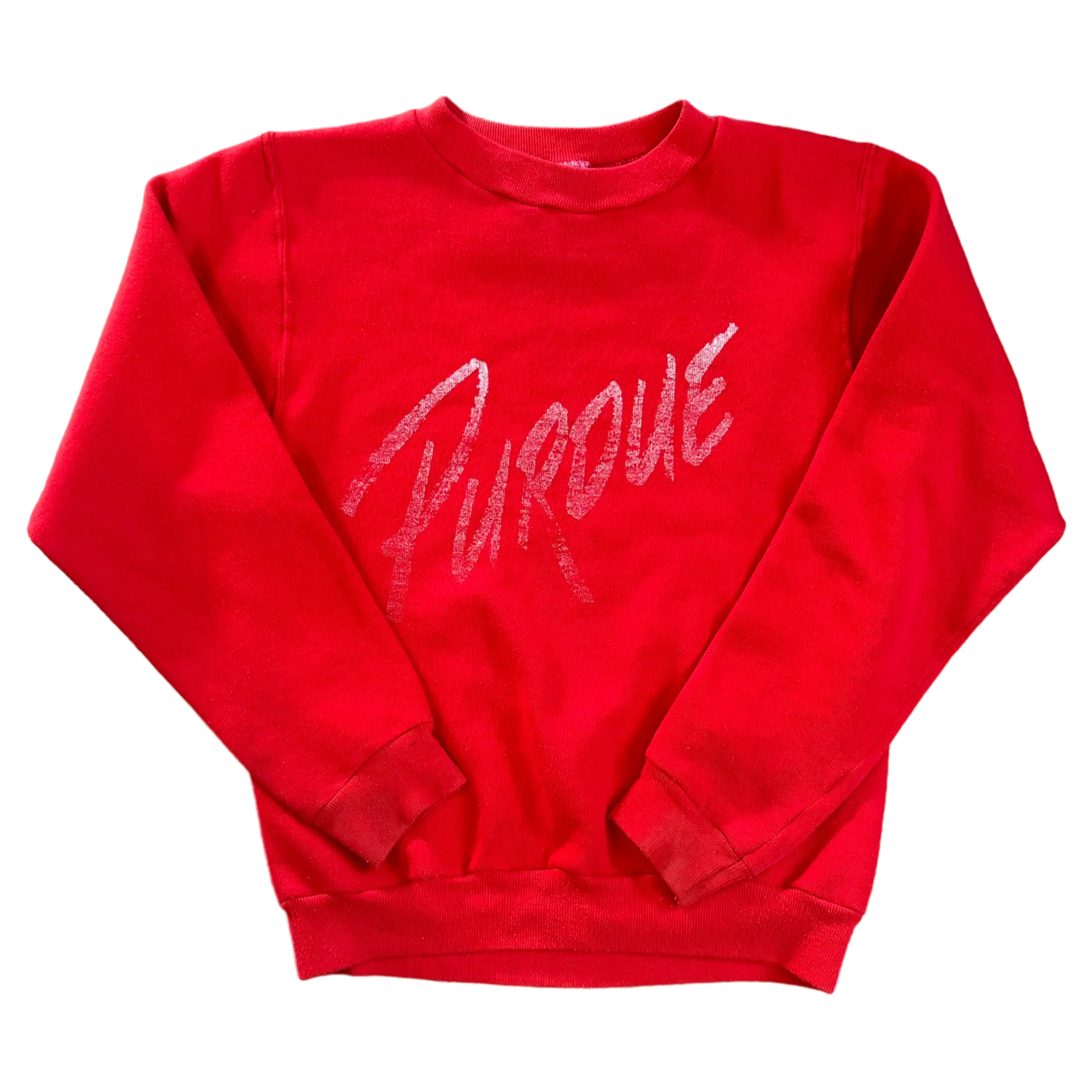 A vibrant red Purdue crewneck sweatshirt in good condition, featuring a stylish design. Size XS, ideal for casual or school wear.