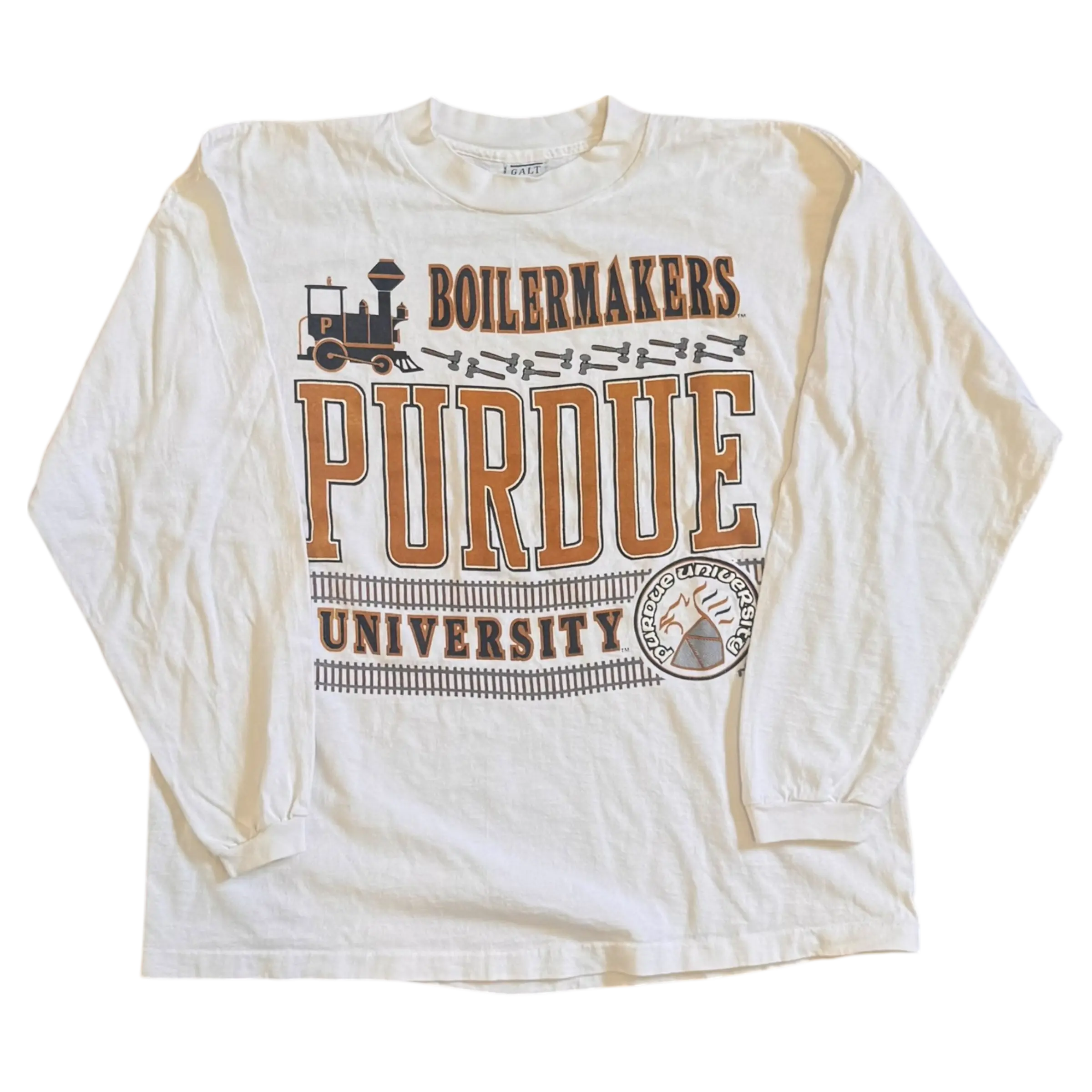 Vintage Purdue Boilermakers Long Sleeve T-Shirt – Size Large – Galt Sand Train Graphic Galt Sand
